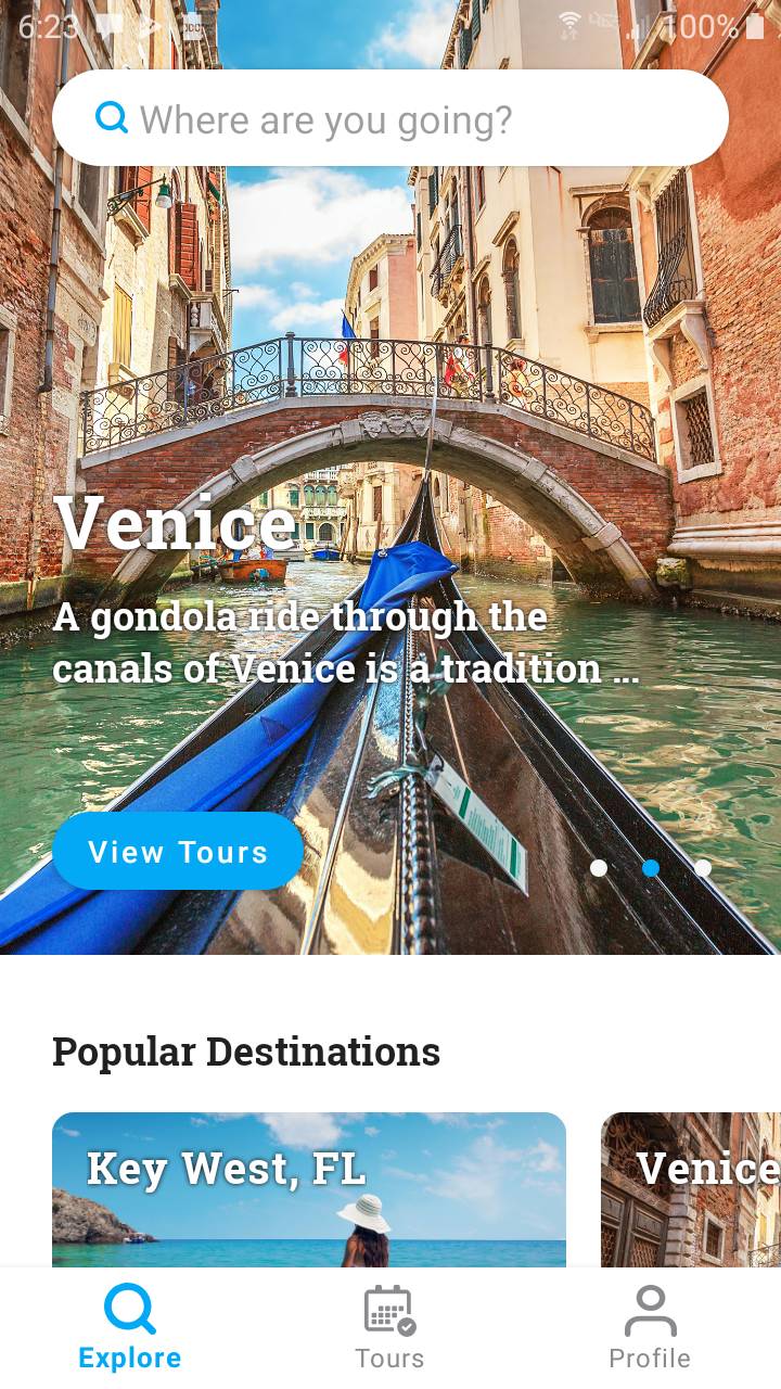 Guide mode in the Near Tours app